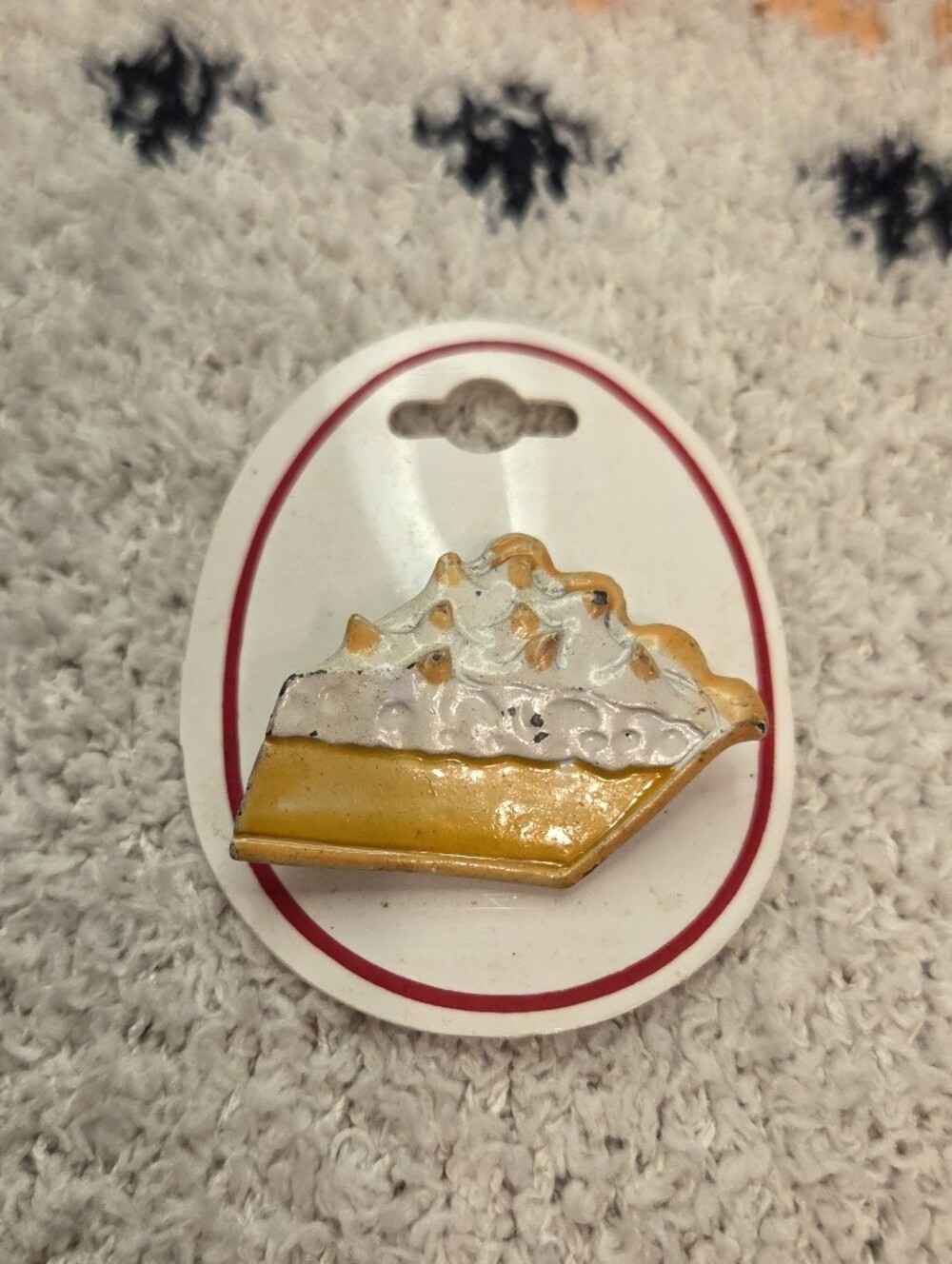 Vintage Lemon Meringue Pie Enamel Brooch Quirky Food Pin Jewelry